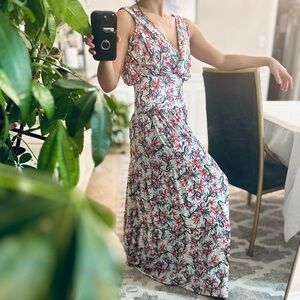 T-Bags Floral Maxi Dress in White, Pink & Green